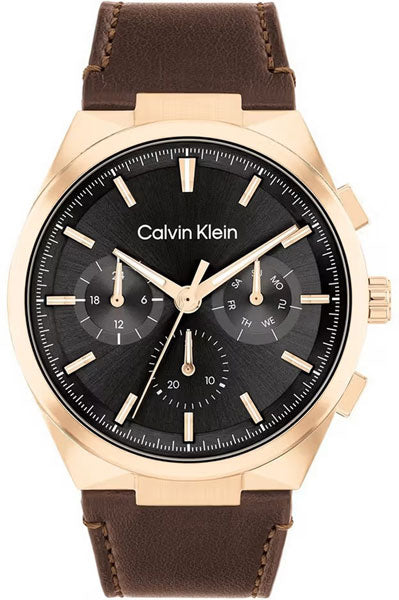 Analog Black & Leather Men's Watch 25200507