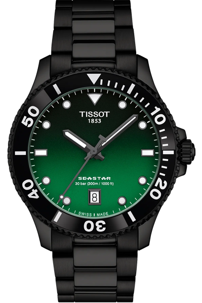 TISSOT Analog Green & Stainless Steel Unisex Watch T1204103309100