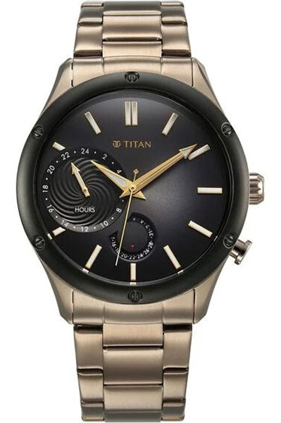 Stellar Quartz Multifunction Brown Dial Stainless Steel Strap Watch for Men