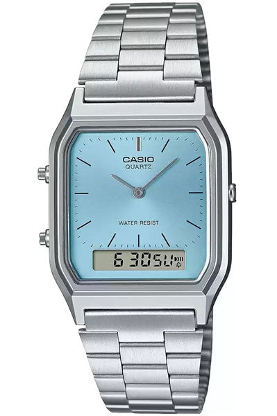 CASIO Analog-Digital sky blue & Stainless Steel Unisex Watch AD270