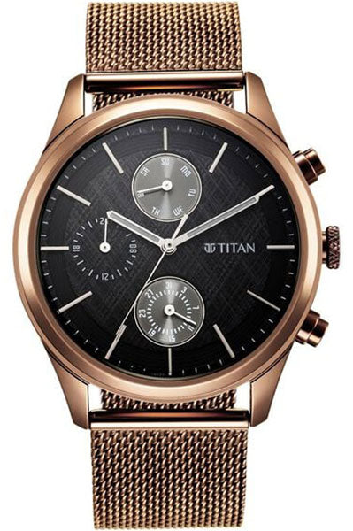 Neo Splash Black Dial Quartz Analog with Date Stainless Steel Strap watch for Men NS1805QM05