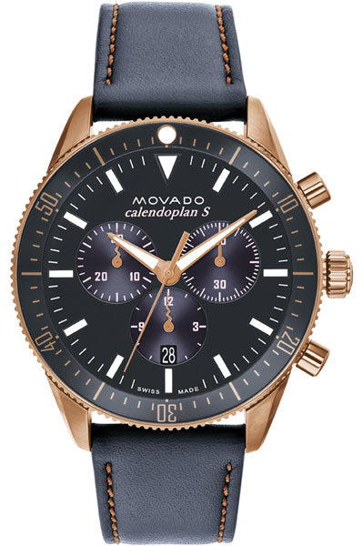 Movado Chronograph Grey & Leather Men's Watch 3650168