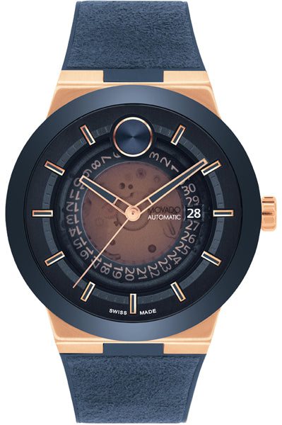 Movado Analog Blue & Rubber Men' 3601005