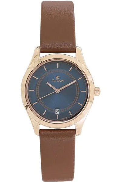 Workwear Blue Dial Analog with Date Leather Strap watch for Women NS2596WL03
