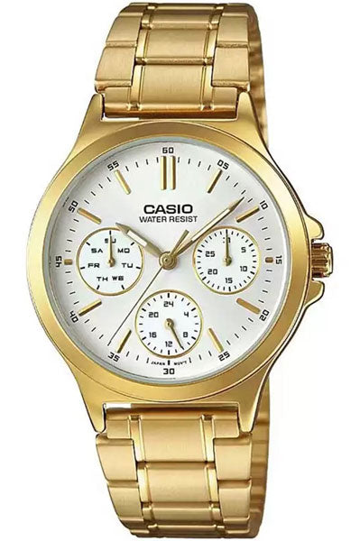 CASIO Chronograph White & Stainless Steel Women's Watch A1915