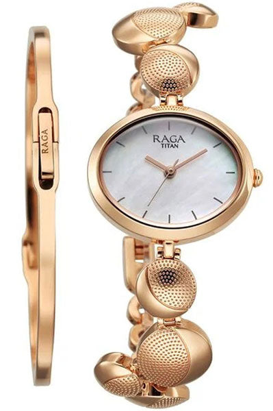 Raga Power Pearls Quartz Analog Mother Of Pearl Dial Metal Strap Watch for Women 2721WM01F