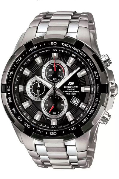 CASIO Chronograph Black & Stainless Steel Men's Watch ED369