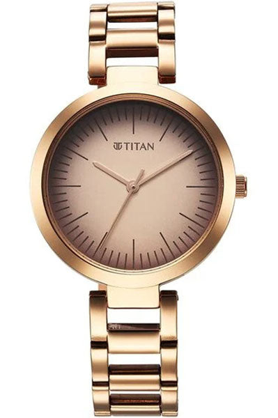 Workwear Quartz Analog Beige Dial Rose Gold Stainless Steel Strap Watch for Women NS2480WM06