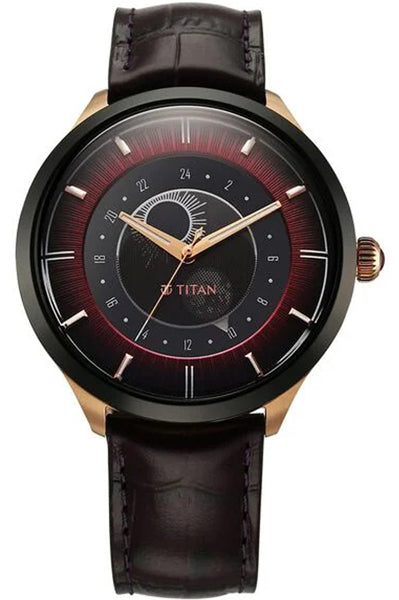 Analog Purple & Leather Men's Watch 10028KL01