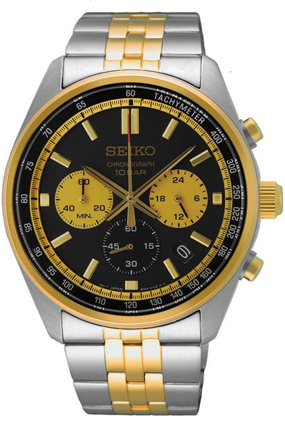 Seiko Chronograph Black & Metal band Men's Watch SSB430P1