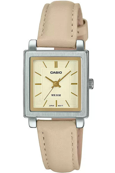 CASIO Analog cream & Leather Women's Watch A2235