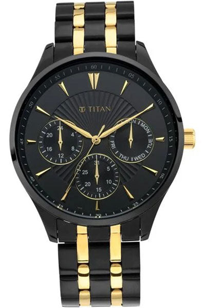 Regalia Opulent Black Dial Quartz Multifunction Stainless Steel Strap watch for Men