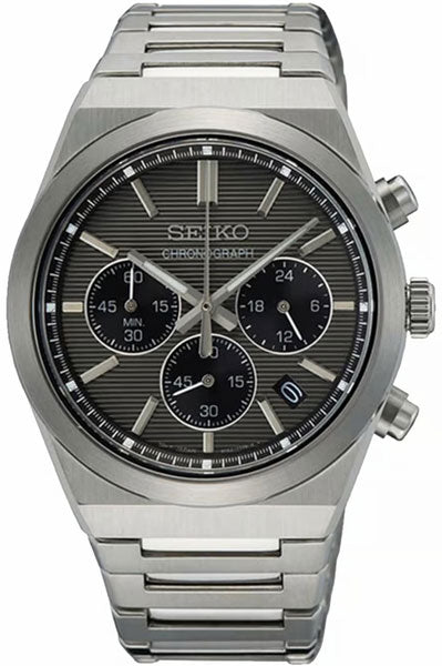 Seiko Chronograph Grey & Stainless Steel Men's Watch SSB455P1