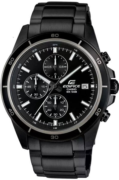 Casio Chronograph Black & Stainless Steel Men's Watch EX206