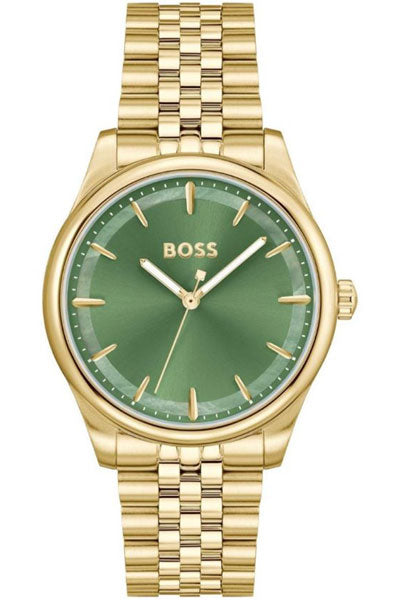 Hugo Boss Ladies Graceful Gold Olive Dial Watch 1502780