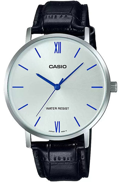 Casio Analog Silver & Leather Men's Watch A1617