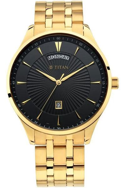 Regalia Opulent Black Dial Analog with Day and Date Stainless Steel Strap watch for Men NR90127YM02