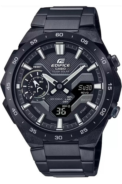 CASIO Analog-Digital Black & Stainless Steel Men's Watch ED589