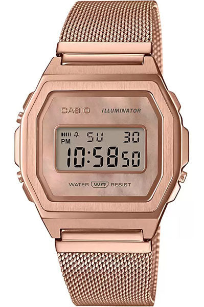 Casio Digital Rose Gold & Stainless Steel Unisex Watch D196