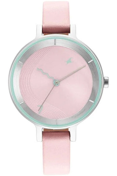Fastrack Analog Pink & Leather Women' NS6266SL01