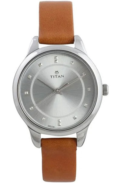 Workwear Silver Dial Women Watch With Leather Strap NP2481SL06