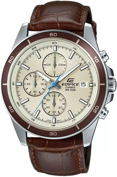 Casio Analog Beige & Leather Men's Watch EX303