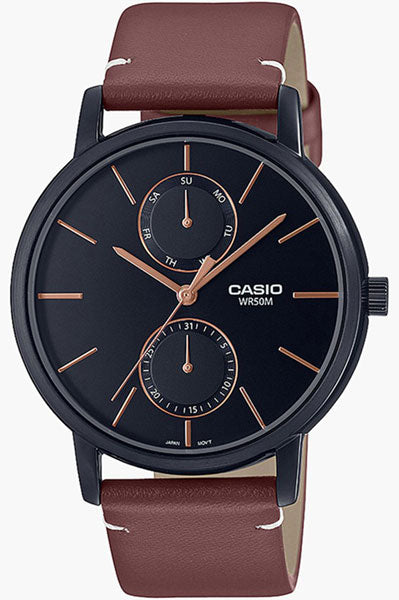 Casio Analog Black & Leather Men's Watch A2062