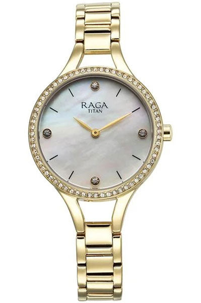 Raga Showstopper Quartz Analog Mother Of Pearl Dial Metal Strap Watch for Women 95275YM01