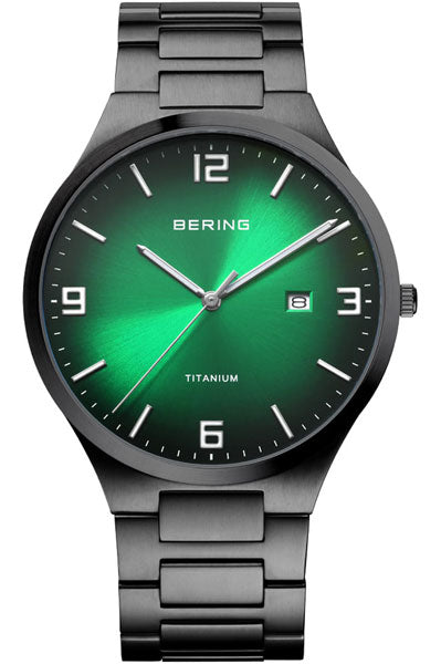 BERING Analog green & titanium Men's Watch 15240 728