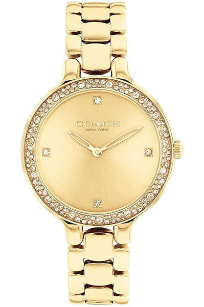 COACH Chelsea Qtz Basic Thin Gold Round Dial Women's Watch|Ionic Plated Thin Gold Steel Material|Gold Color Band - 14504125