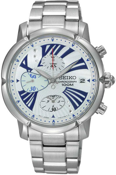 Seiko Chronograph White & Stainless Steel Women's Watch SNDY03P1