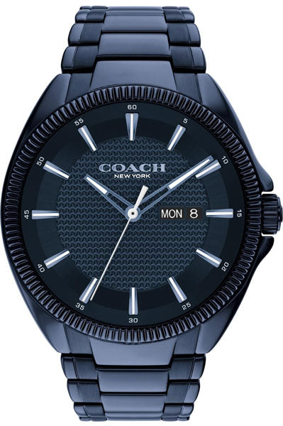 Coach Jackson Qtz Basic Calendar Blue Round Dial Men's Watch|Ionic Plated Blue Steel Material|Blue Color Band