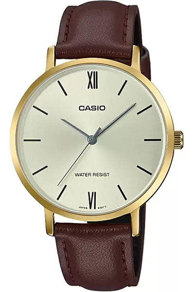 Casio Analog Silver & Leather Women's Watch A1787