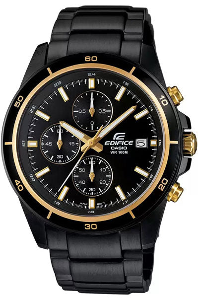Casio Chronograph Black & Stainless Steel Men's Watch EX208