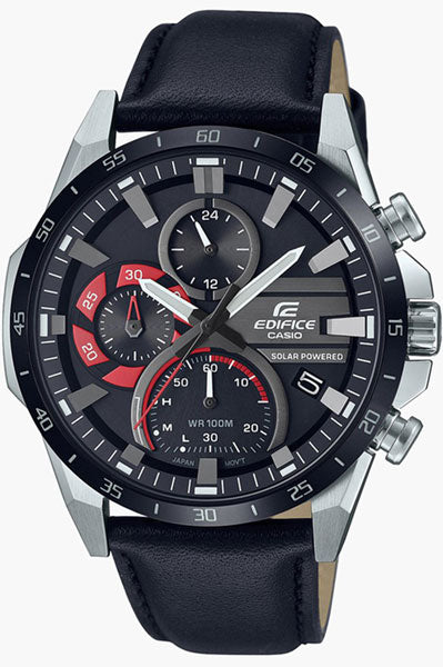 Casio Analog Black & Leather Men's Watch ED549