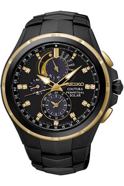 Seiko Analog Black & Stainless Steel Men's Watch SSC573P1