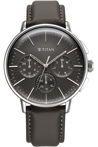 Multifunction Anthracite & Leather Men' 90200SL02