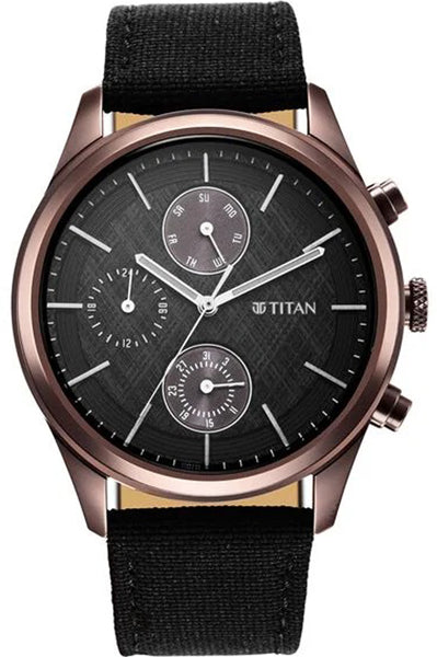 Analog Black & Fabric Men' NS1805QP01