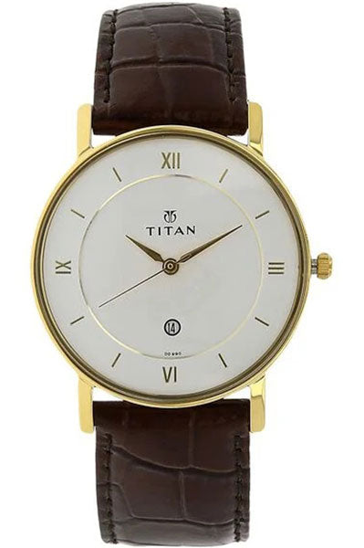 Quartz Analog with Date White Dial Leather Strap Watch for Men NS9162YL01