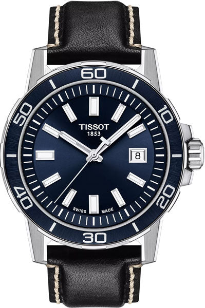 Tissot Analog Blue & Leather Men's Watch T1256101604100