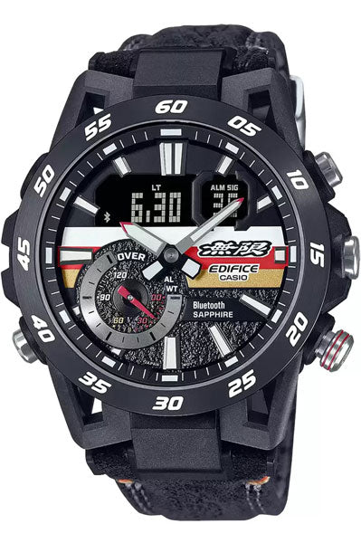 CASIO Analog-Digital Black & Leather Men's Watch ED592