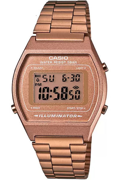 Casio Digital Rose Gold & Stainless Steel Unisex Watch D128