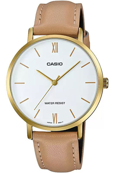 CASIO Analog White & Leather Women's Watch A1786