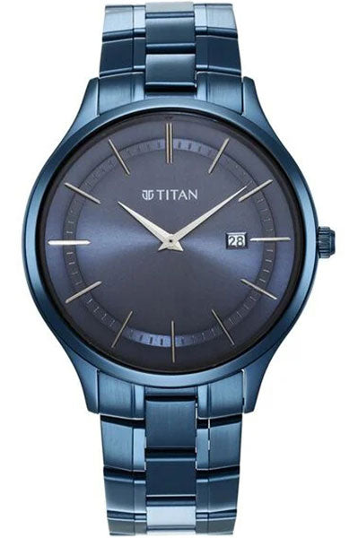 Classique Slimline Blue Dial Quartz Analog with Date Stainless Steel Strap watch for Men