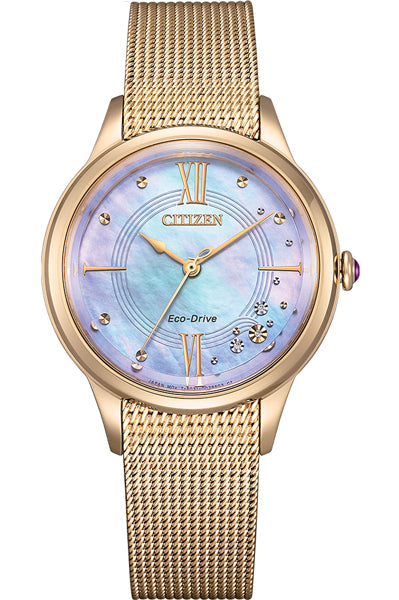 CITIZEN Analog mother of pearl & Stainless Steel Women's Watch EM0817 85Y