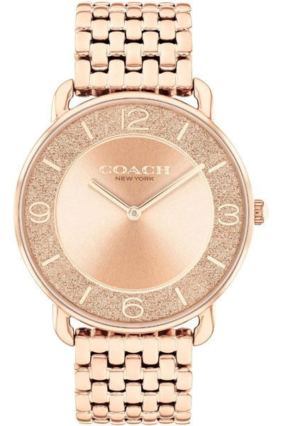 Coach Elliot Qtz Basic Rose Gold Round Dial Women's Watch|Ionic Plated Rose Gold Steel Material|Gold Color Band