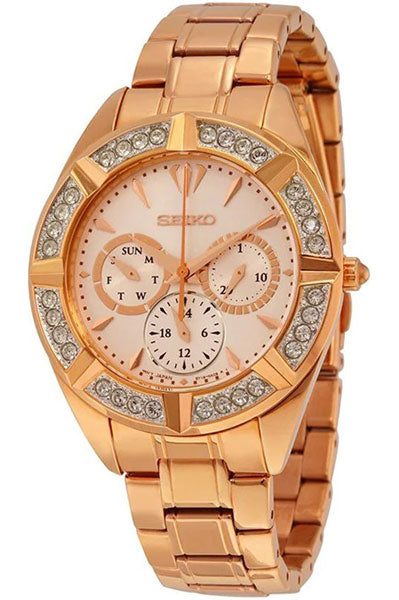 Seiko Chronograph Rose Gold & Stainless Steel Women's Watch SKY680P1
