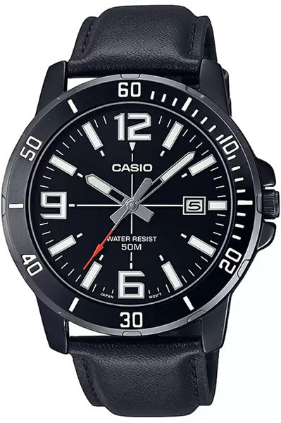 Casio Analog Black & Leather Men's Watch A1981