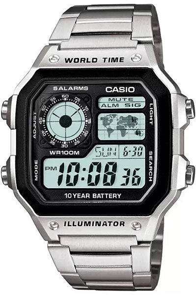 CASIO Digital Black & Stainless Steel Unisex Watch D099