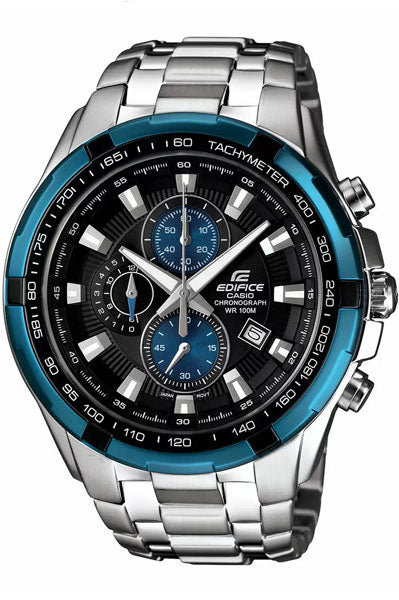 Casio Chronograph Blue & Stainless Steel Men's Watch ED462